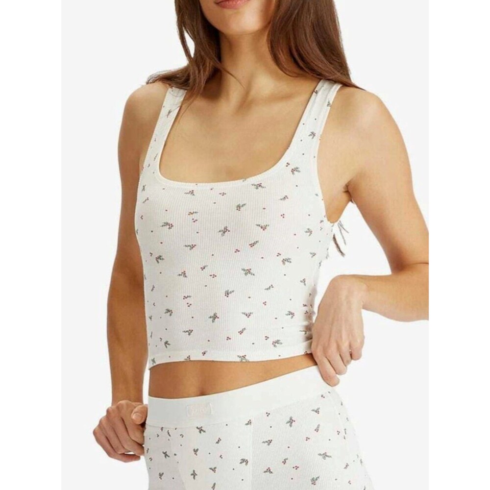 Women SKIMS Cotton Rib Tank Marble Holly Multi Size Small Casual Comfy Neutral